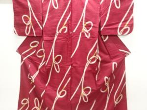 アンティーク　リボン模様織出し銘仙着物